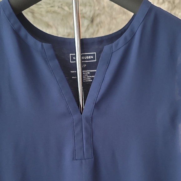 Van Heusen Blue Lace Cap Sleeve Blouse - Picture 3 of 7